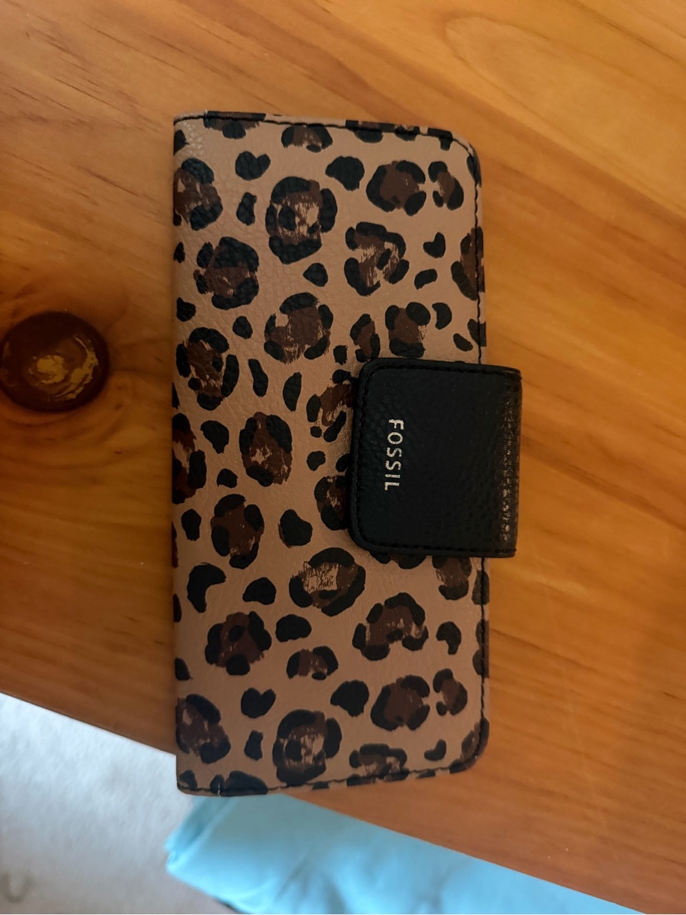 Fossil Leopard-Print Long Wallet in Tan, Brown & Black